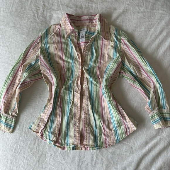 Tops - Vintage rainbow button up blouse